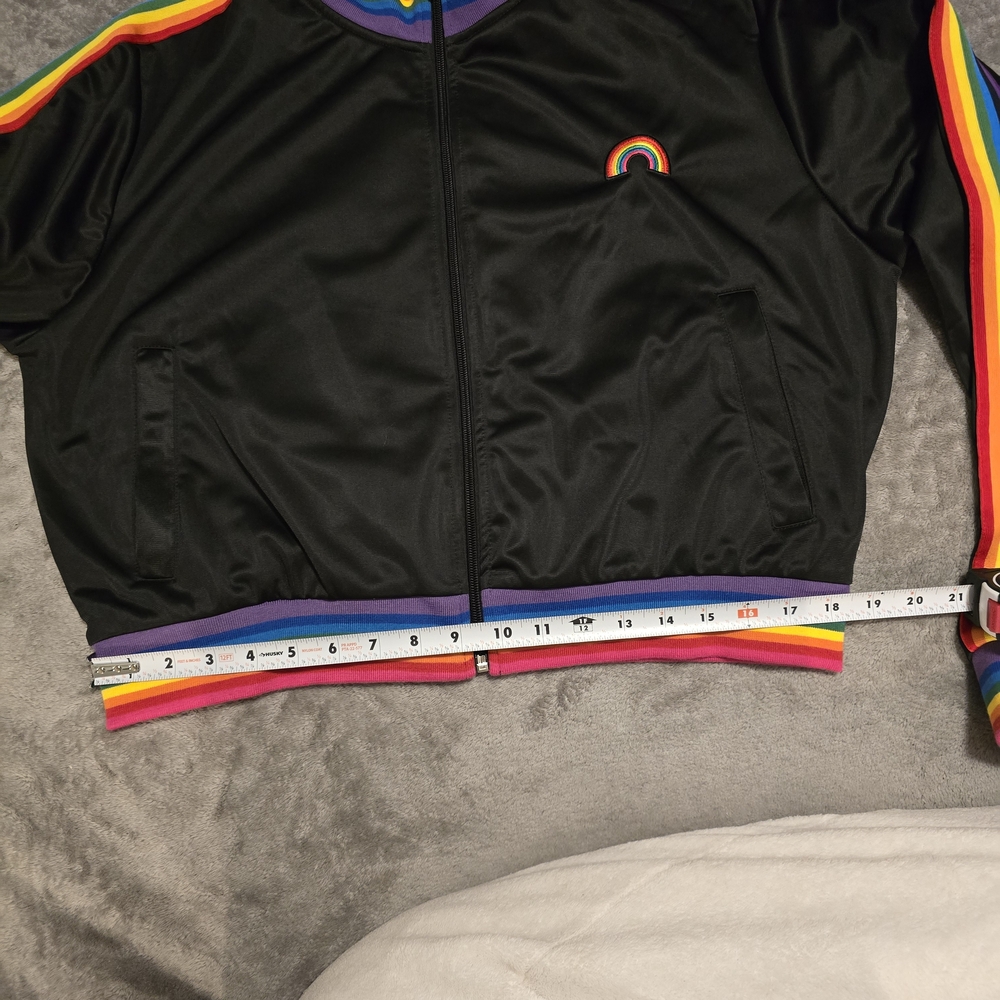 Rainbow Trim Black Bomber Jacket - Picture 10 of 11